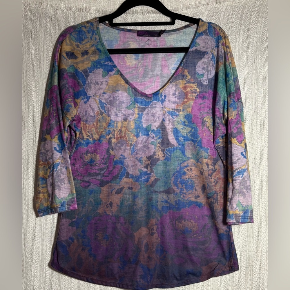 Prana Multicolor Floral Long Sleeve Top